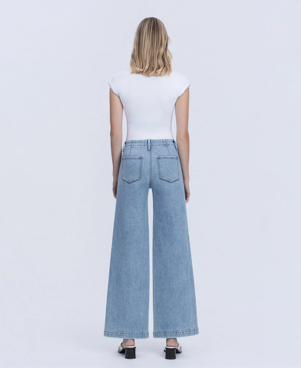 Self Belief - High Rise Trouser Hem Twist Wide Leg Jeans