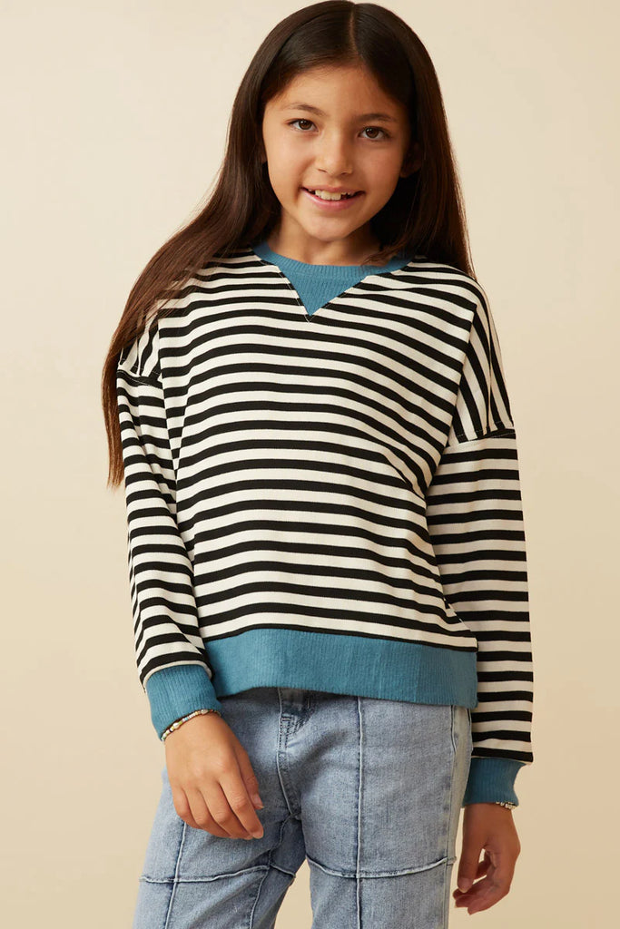 Tween Striped Ribbled Top