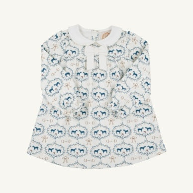 Horse Bits and Bows/Worth Ave White LS Banks Bow Dress