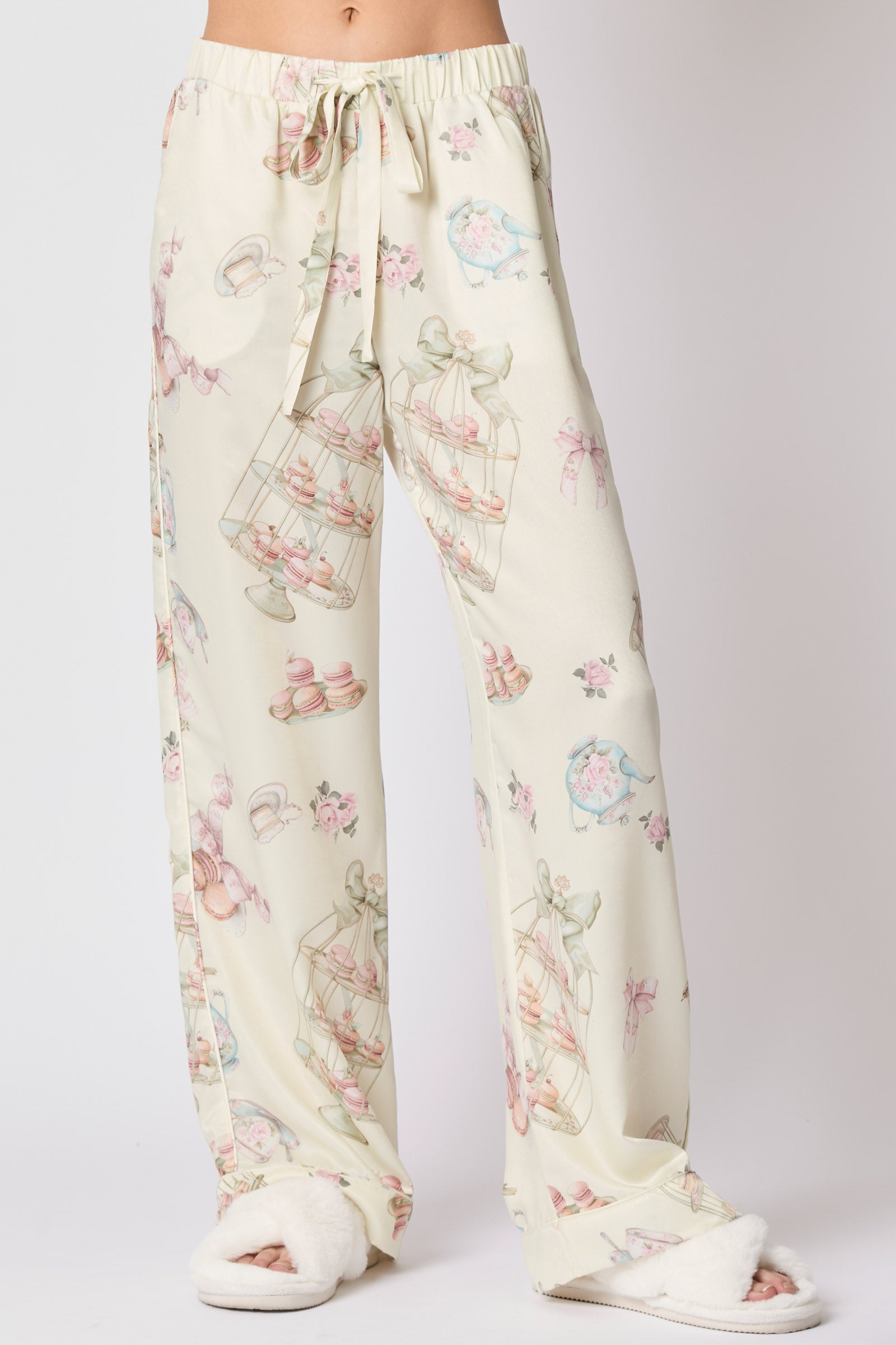 Print Satin PJ Set Lt. Yellow