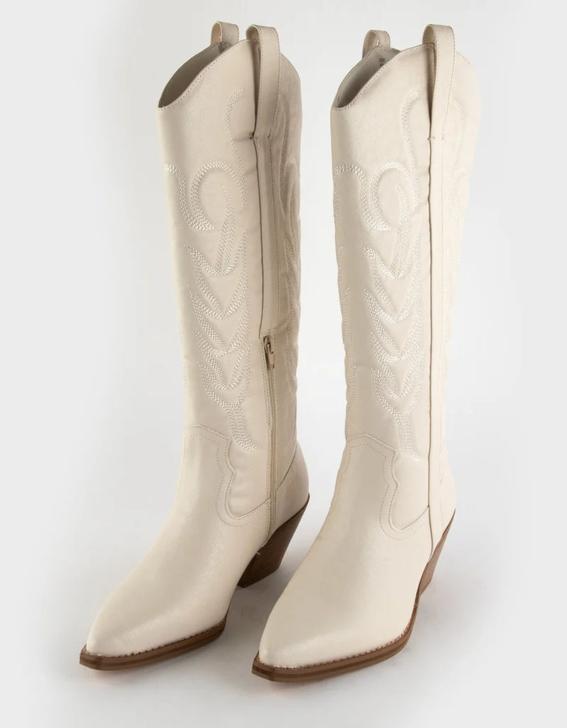 Dixie Tall Western Boots white