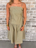 Olive Sleeveless Tiered Dress
