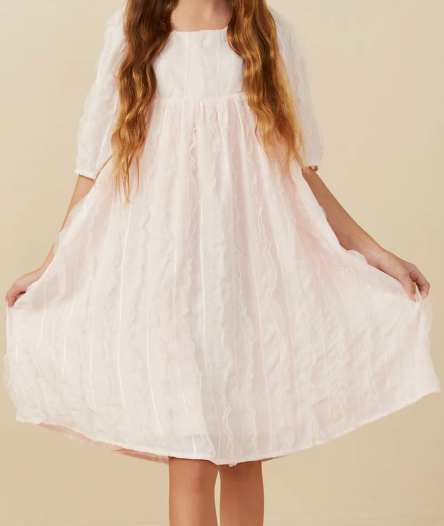 Pink Ruffled Mesh Dress