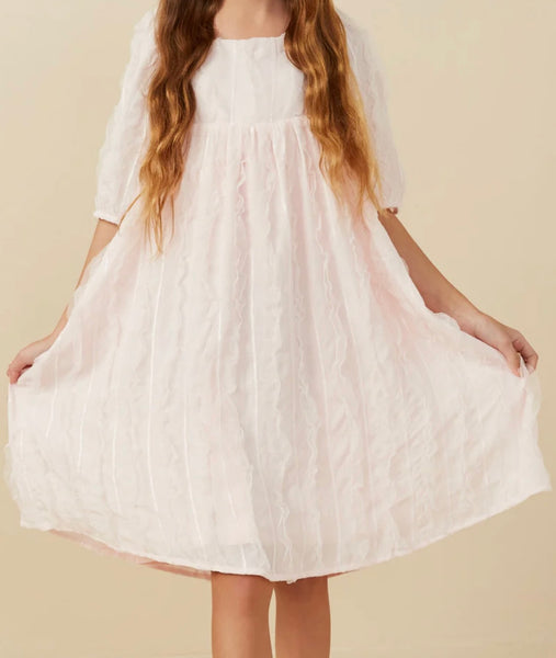 Pink Ruffled Mesh Dress