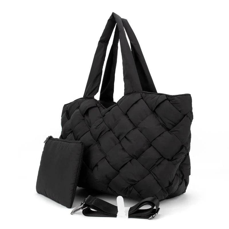 Cloud Woven Tote in Black