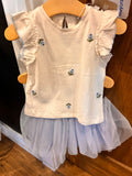 Roses Tulle Skirt Set Blue