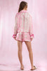 Floral Printed Satin Tied Front & Cuffs Shirt & Shorts Pajamas