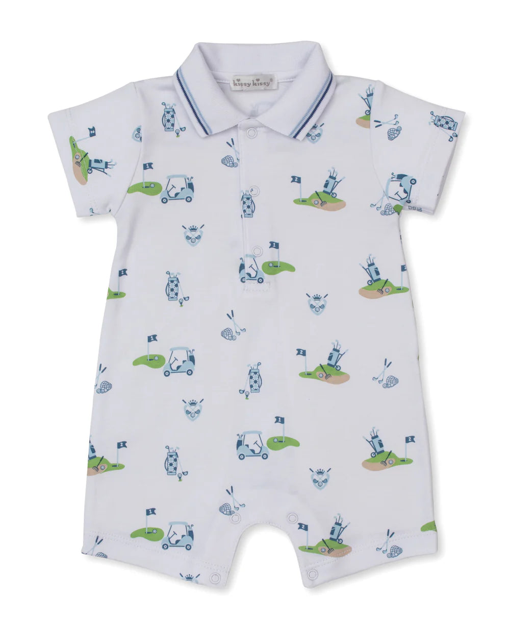 Golf Championship Blue Short Playsuit w/ Collar