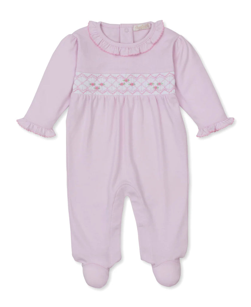White/Pink Hand Smocked Footie