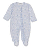 Delicate Blooming Bows Blue Zip Footie
