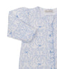 Delicate Blooming Bows Blue Zip Footie