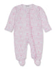 Delicate Blooming Bows Pink Zip Footie