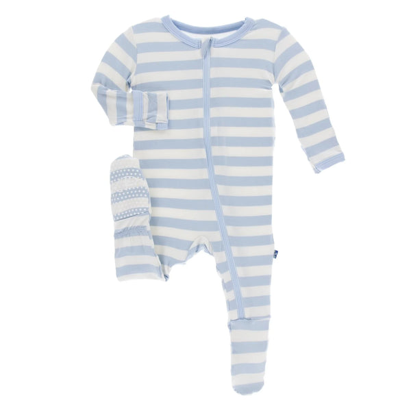 Footie Zip Pond Stripe