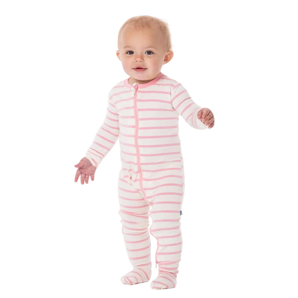 Print Footie 2Way Zipper Lotus Sweet Stripe
