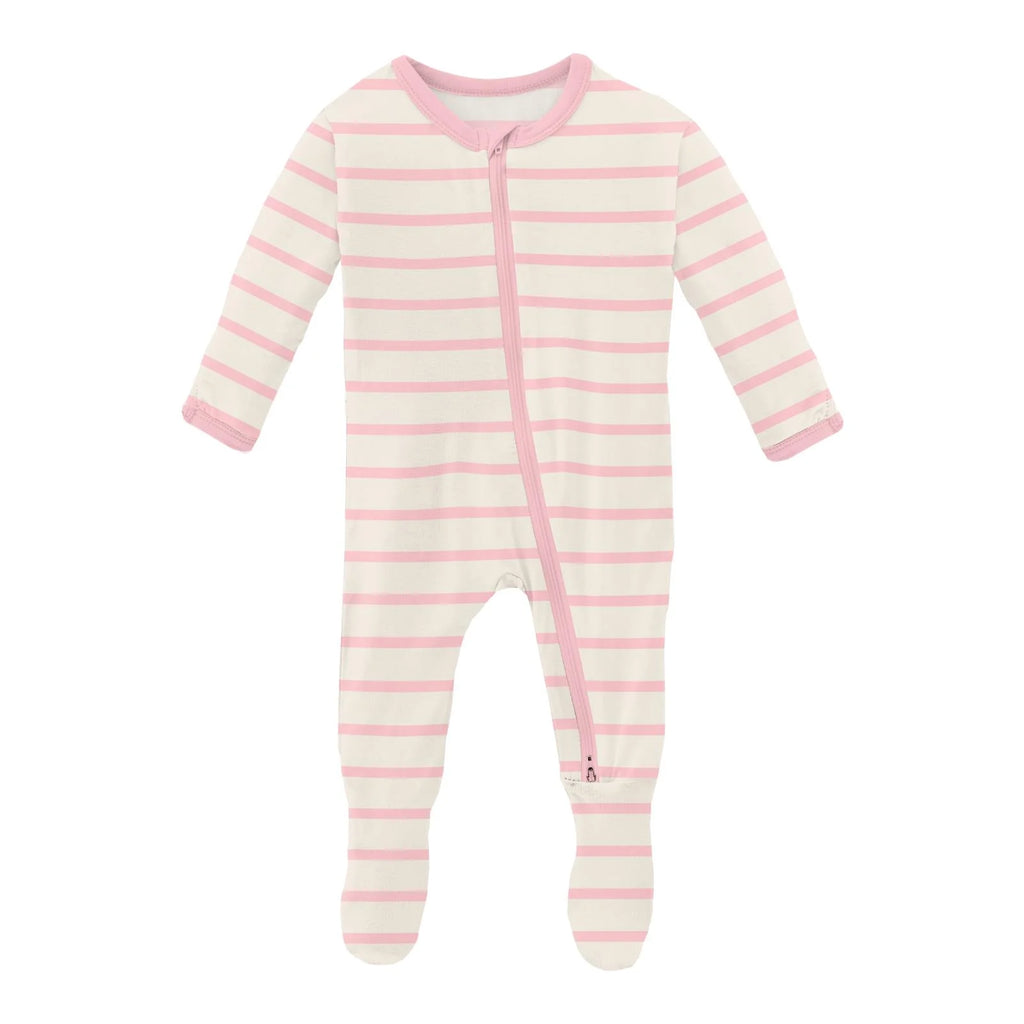Print Footie 2Way Zipper Lotus Sweet Stripe