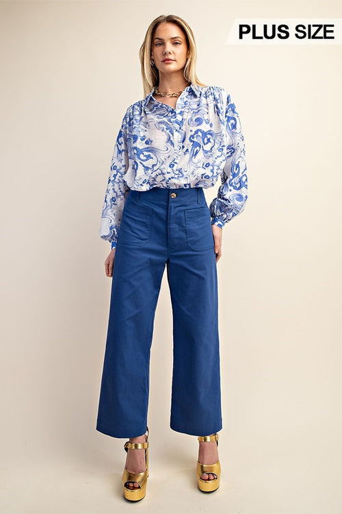 Ankle Cropped Pants Blue - Little Jill & Co.