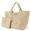 Oversized Woven Tote in Beige Metallic