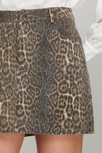 LEOPARD PRINT WASHED MINI SKIRT