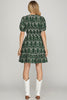 SHORT SLEEVE CONTRAST TRIM EMBROIDERED WOVEN MINI DRESS