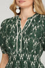 SHORT SLEEVE CONTRAST TRIM EMBROIDERED WOVEN MINI DRESS