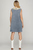 SLEEVELESS WITH LACE COLLAR WASHED DENIM MINI