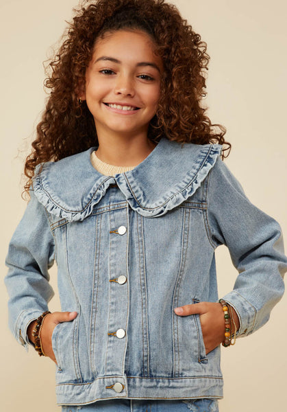 Ruffle Collar Denim Jacket GY8759