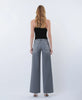 Gray - Mid Rise Clean Cut Raw Hem Wide Leg Jeans
