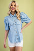 Linen Button Up Shirt with a Ruffled Sleeve