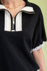 Textured Half Zip Mock Neck Top