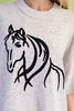 Western Horse Motif Sweater with Elbow Length Sleeves