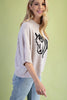 Western Horse Motif Sweater with Elbow Length Sleeves
