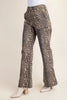 Leopard Print Flare Jeans with Side Pockets