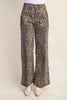 Leopard Print Flare Jeans with Side Pockets