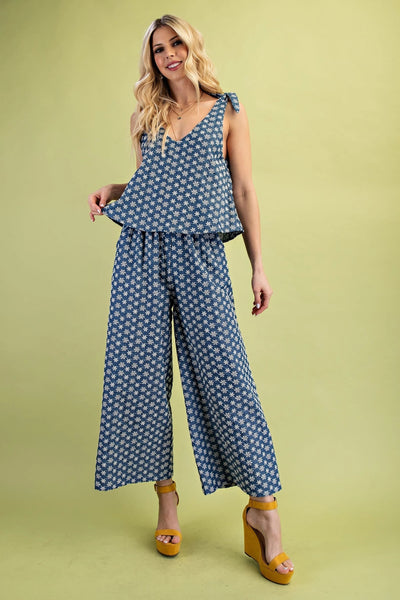 Floral Embroidered Denim Jumpsuit
