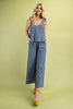 Floral Embroidered Denim Jumpsuit
