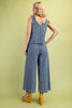 Floral Embroidered Denim Jumpsuit