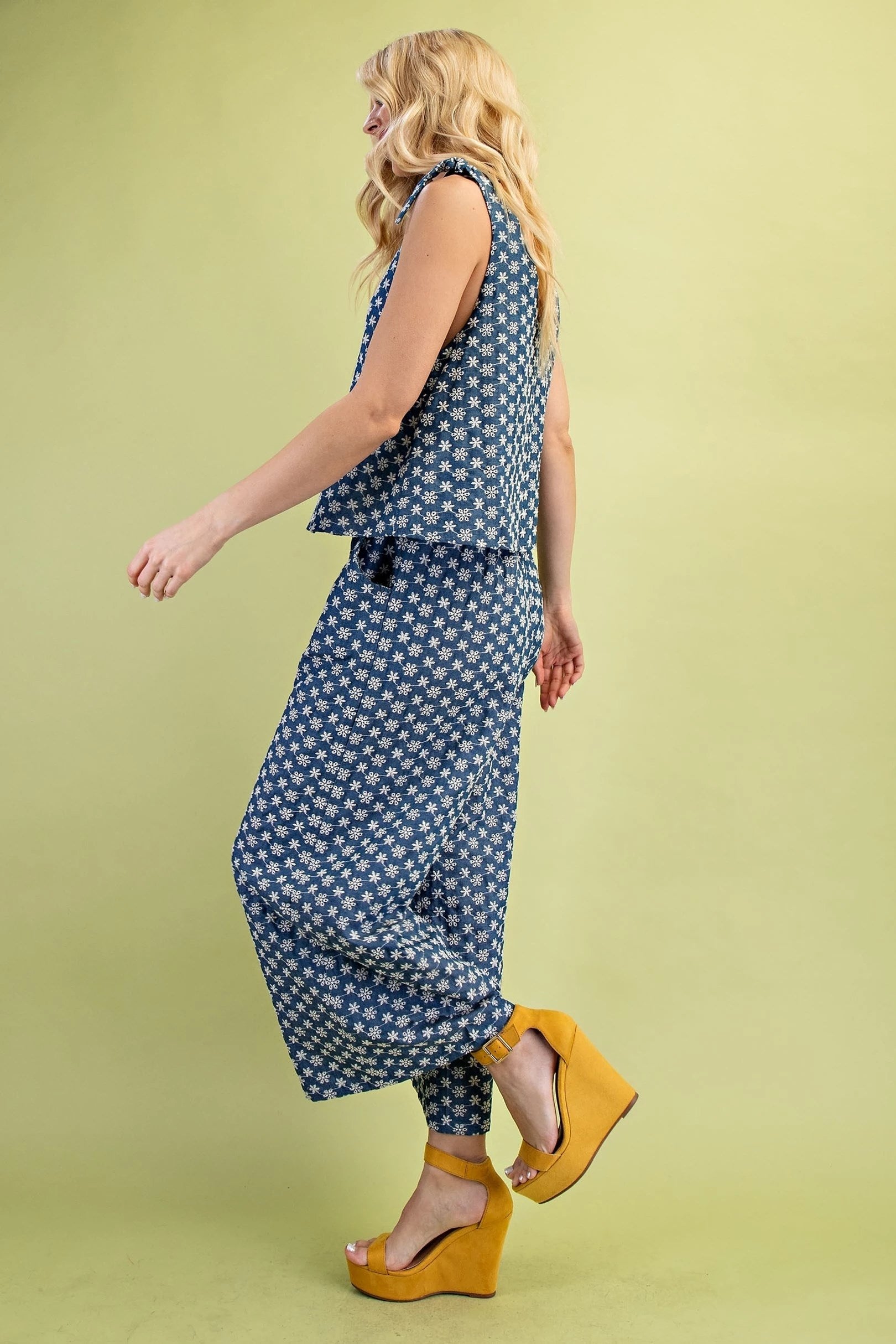 Floral Embroidered Denim Jumpsuit - Little Jill & Co.