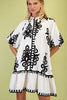 Bold Print Shirt Mini Dress Black and White