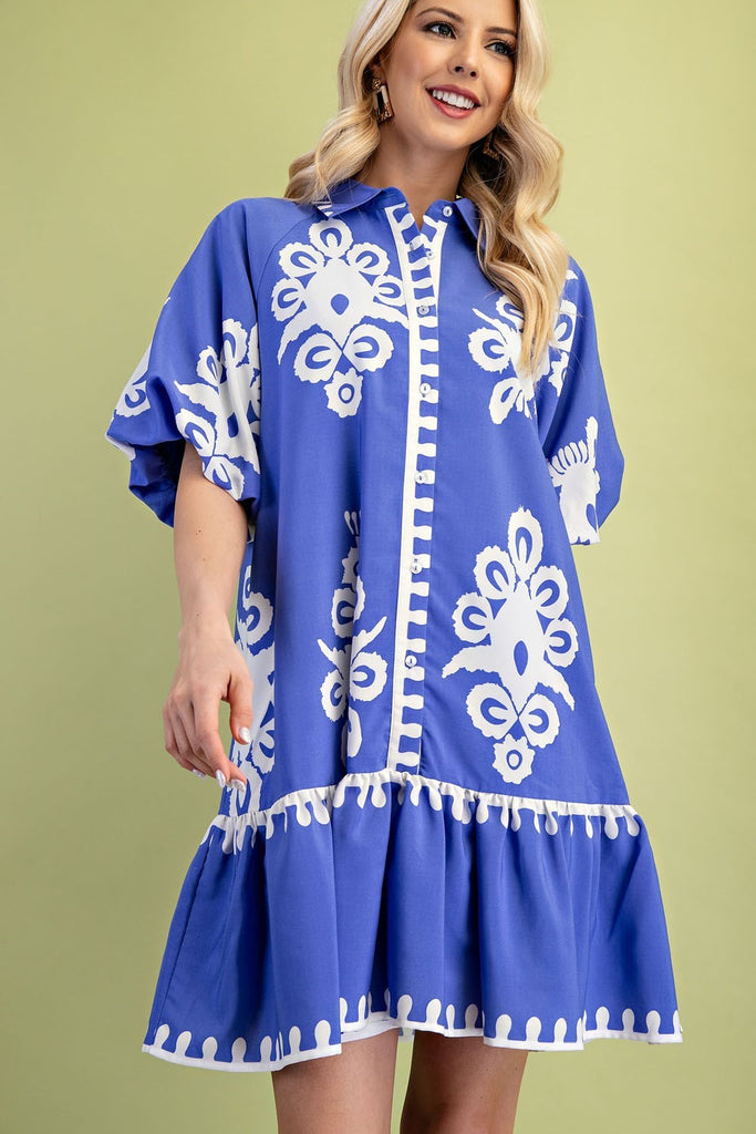 Bold Print Shirt Mini Dress
