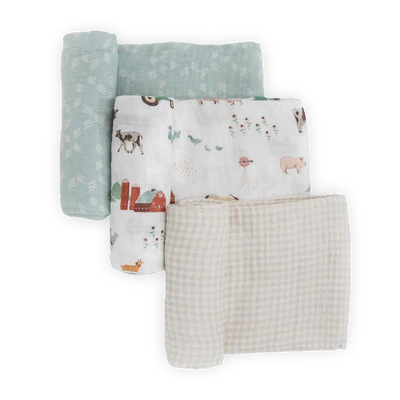 Swaddle Blanket 3Pack-Farmyard