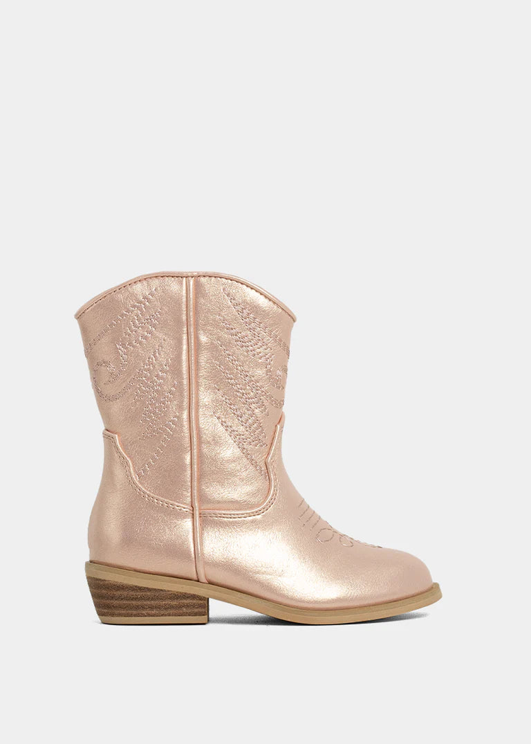 Zahara Mini Rose Gold Boot - Little Jill & Co.