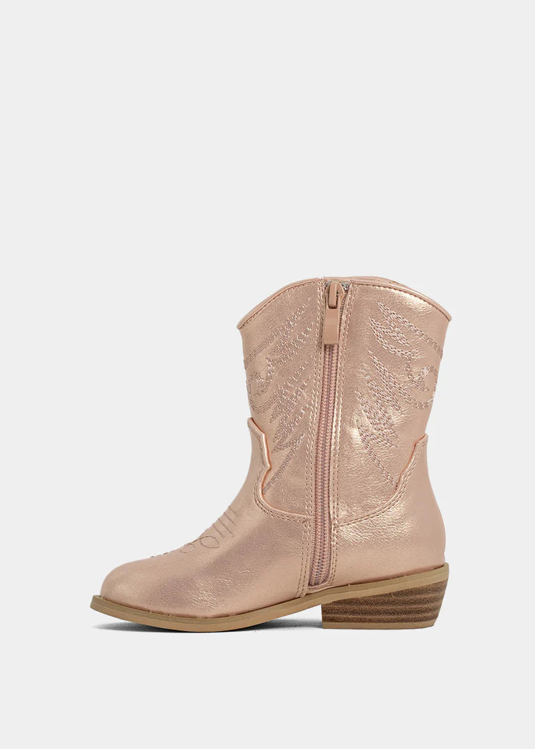 Zahara Mini Rose Gold Boot - Little Jill & Co.