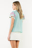 Flutter Sleeve Embroidered Detail Textured Top