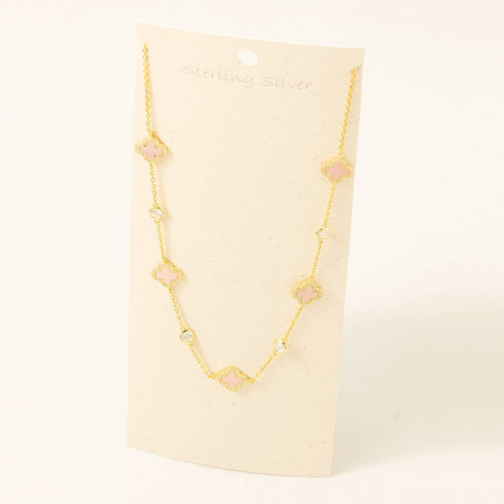 Sterling Silver Clover Charm Necklace