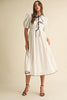 Bow Tie Short Sleeve Midi Dress