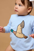 Baby Mallard Skies Applique Sweatshirt Bubble Romper