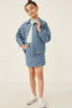 Girls Houndstooth Print Denim Skirt