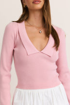 COLLARED SWEATER RIB TOP