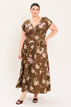 A printed woven midi dress