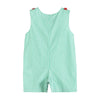 Green Stripe Watermelon Applique Shortalls